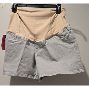Isabel Maternity Womens Denim Midi‎ Short Size 4 / 27 Crossover Panel NWT